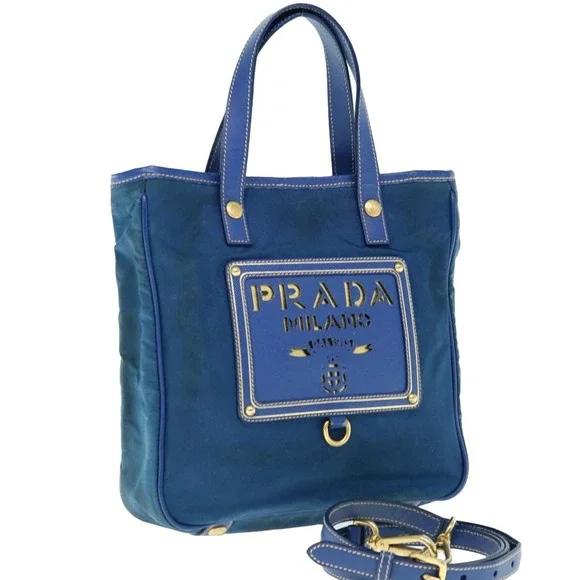 💎✨BEAUTIFUL✨💎 PRADA Hand Bag Nylon 2way Blue - Picture 1 of 16